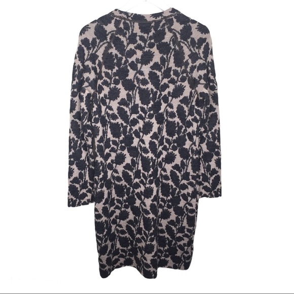 ANN TAYLOR LOFT Knit Dress With Floral Print & Long Sleeves Taupe/Beige Sz Large - Picture 6 of 7